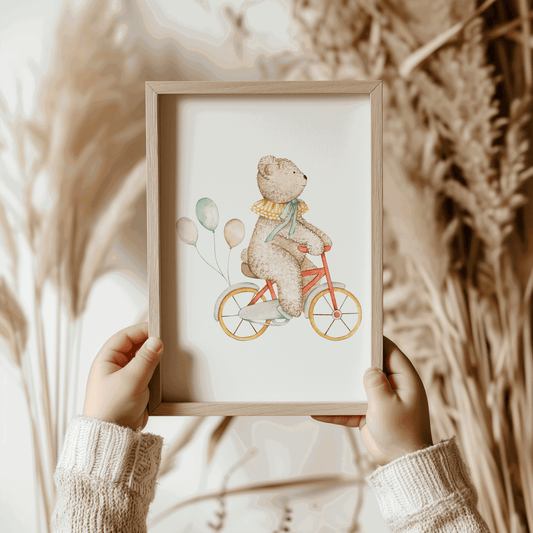 Bear on a Bike Poster - Little Goose