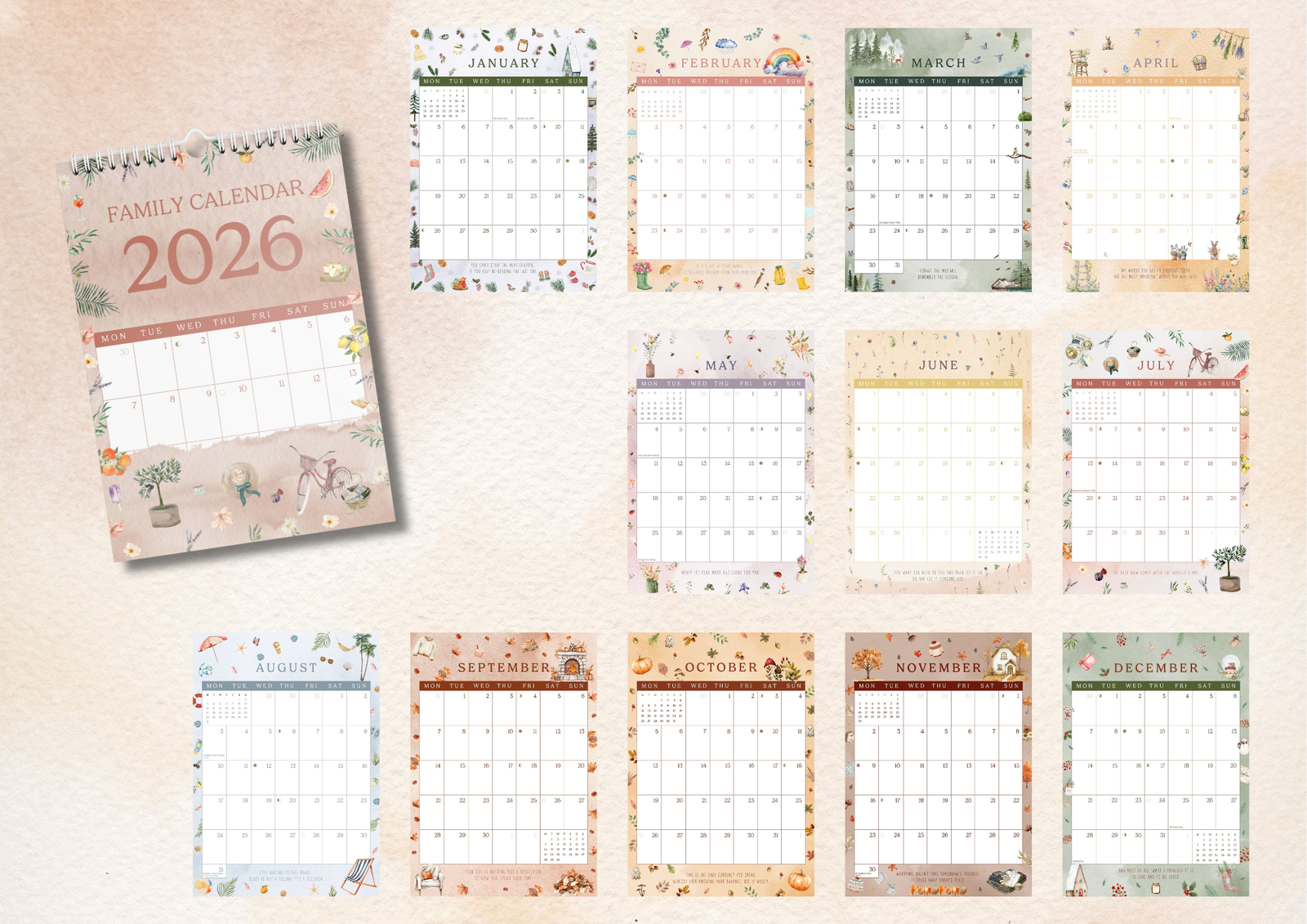 Family Calendar 2026 - A4 - Little Goose